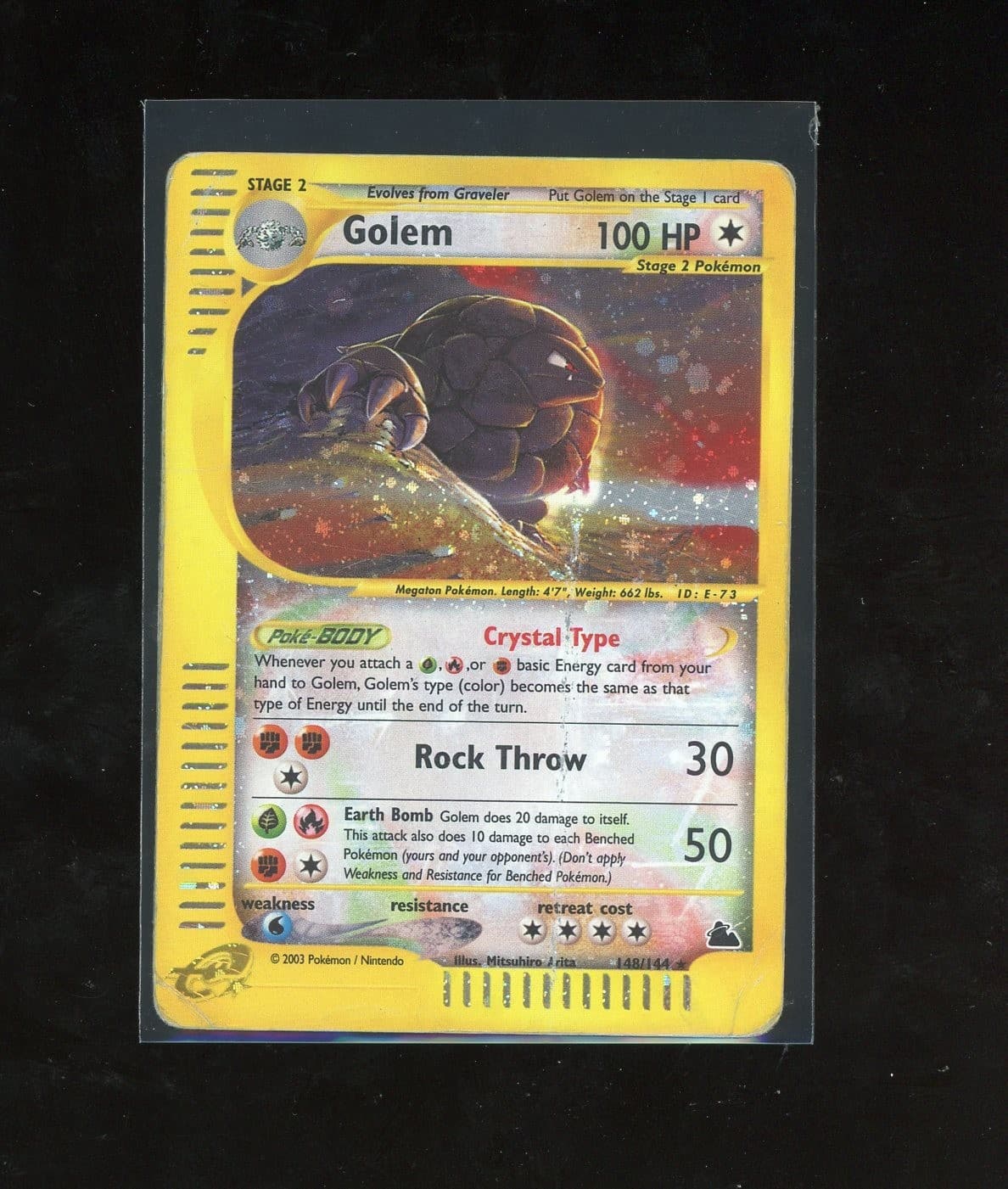 SWIRL 2003 Skyridge Golem Crystal Holo Foil 148/144 Secret Rare Pokemon Vintage
