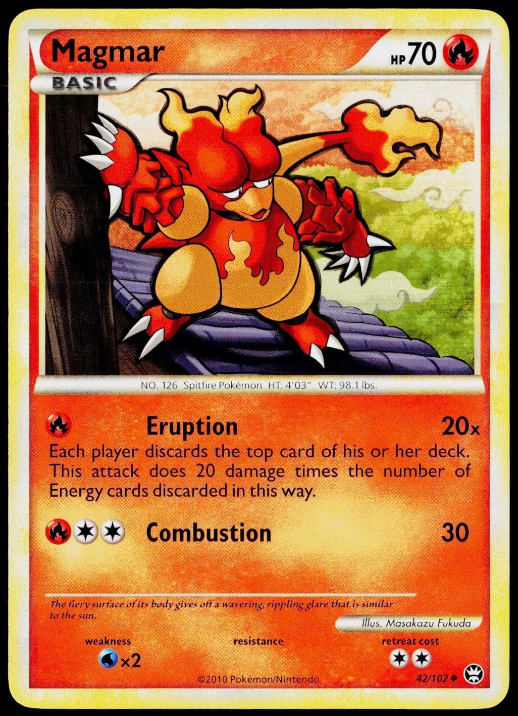 Magmar 42/102 Uncommon HGSS Triumphant Pokemon Lightly Played