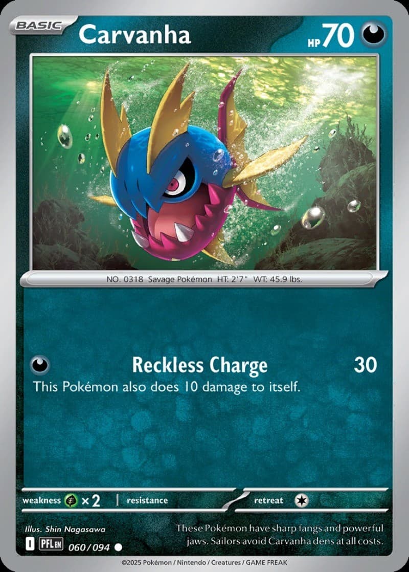 Carvanha Phantasmal Flames #60 Pokémon TCG