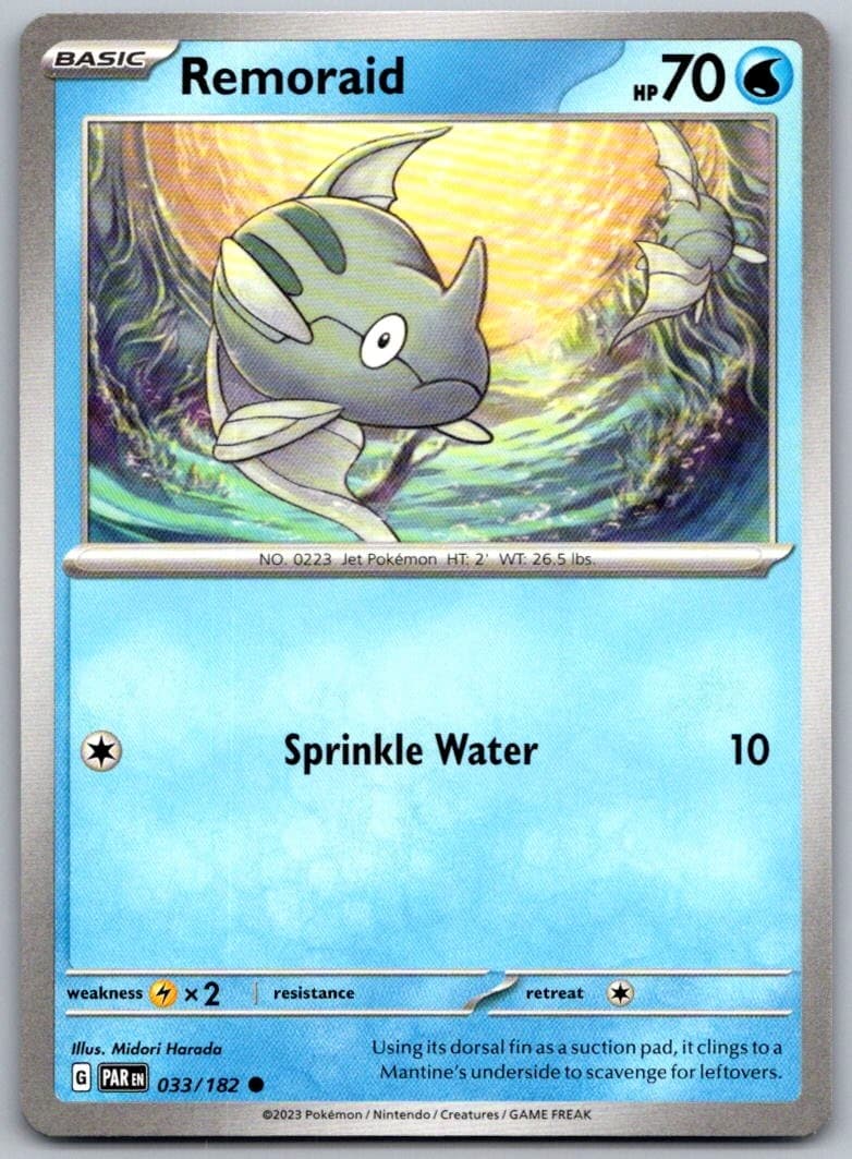 Remoraid Paradox Rift 033/182 Common PokéMon — English Near Mint