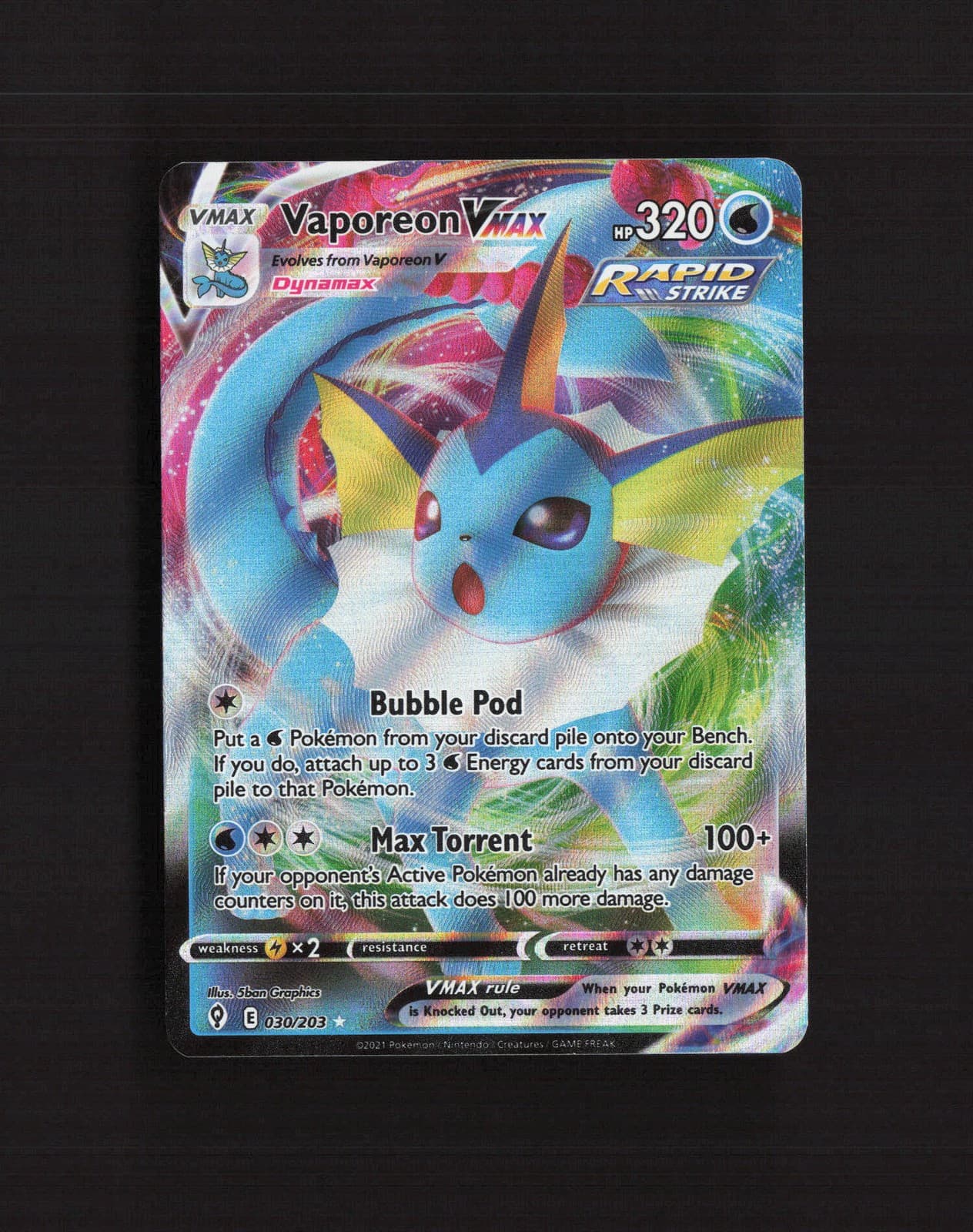 Vaporeon VMAX 030/203 Evolving Skies Ultra Rare Holo Pokemon Card NM