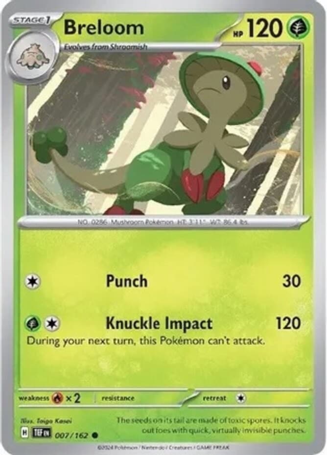 Breloom - 007/162 - Common (Lp) Temporal Forces - Grass Pokémon