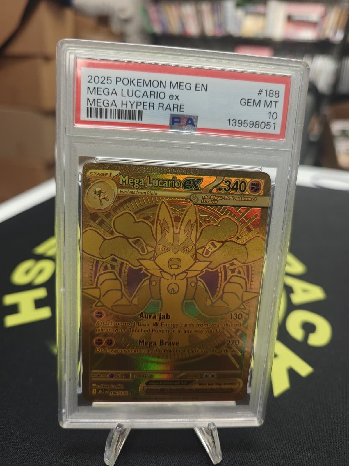 2025 POKEMON MEG EN-MEGA EVOLUTION MEGA HYPER RARE #188 MEGA LUCARIO EX PSA 10