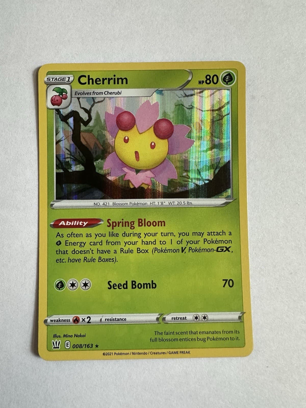 Cherrim 008/163 Holo Rare Battle Styles Pokemon Near Mint