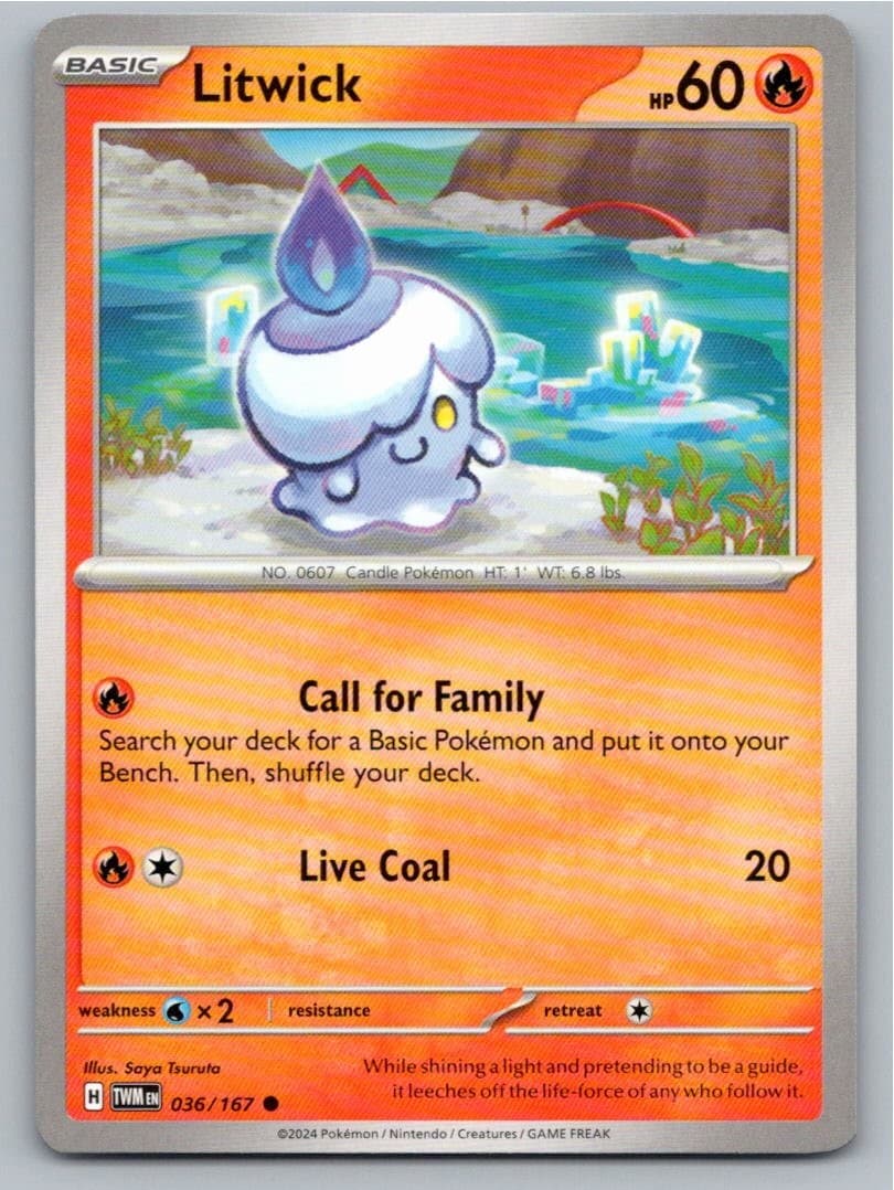 2024 POKEMON LITWICK TWILIGHT MASQUERADE 036/167 COMMON NM A35698 FREE S&H