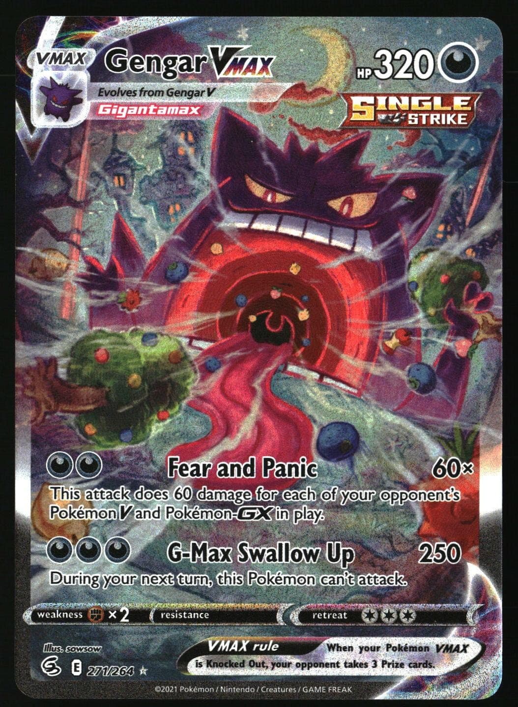 GENGAR VMAX 271/264 ALTERNATE ART FUSION STRIKE POKEMON HOLO NEAR MINT