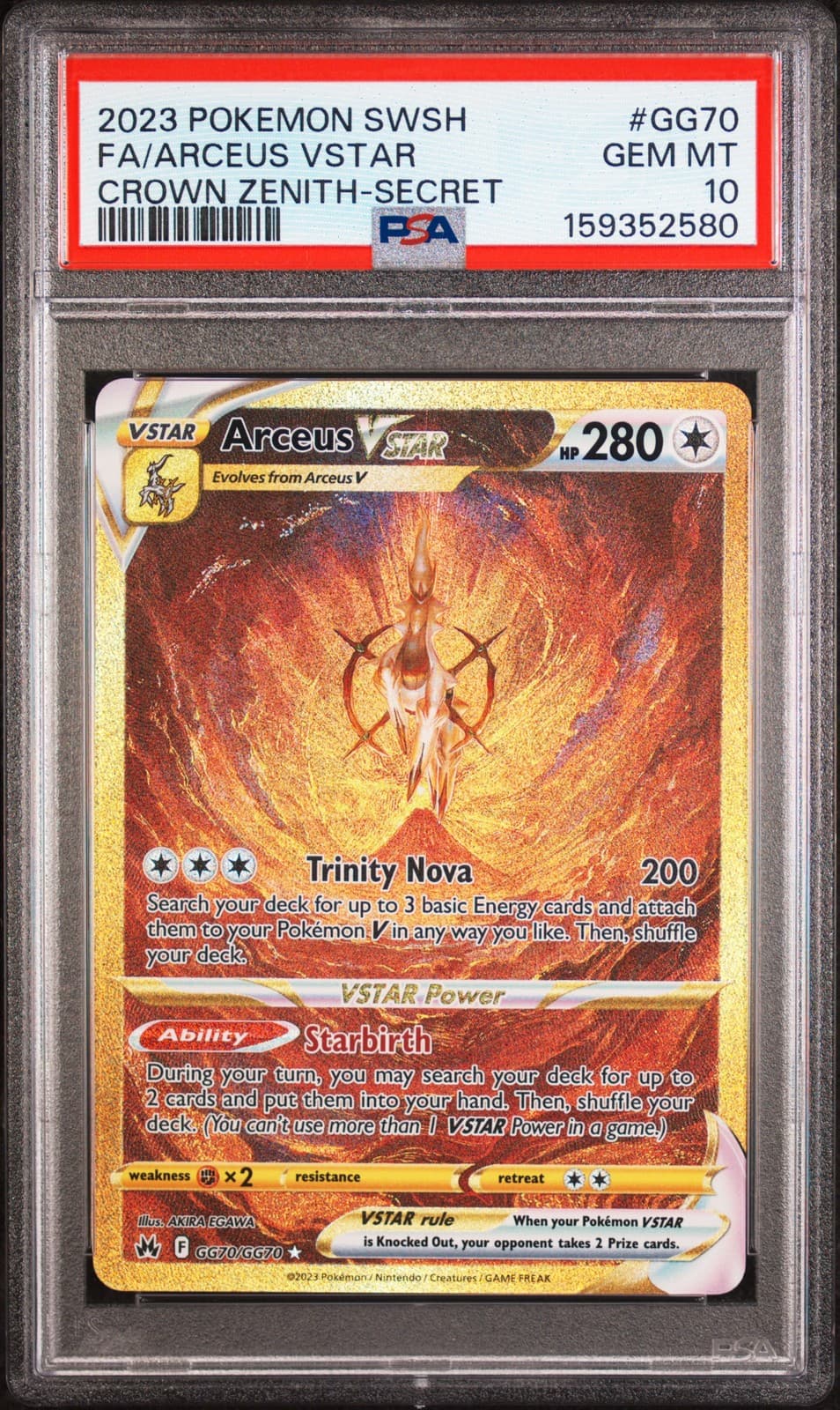 Arceus Vstar GG70/GG70 Secret Sword Shield Crown Zenith Pokemon PSA 10