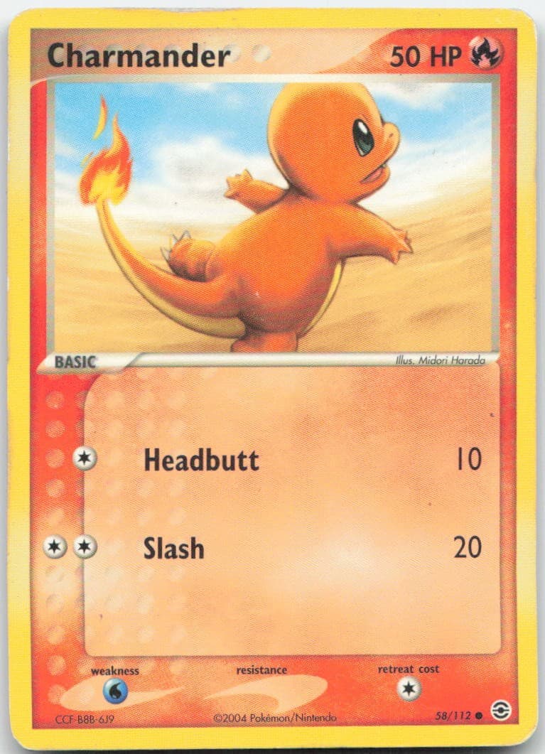 Charmander 58/112 Common FireRed & LeafGreen Pokemon Moderately Played
