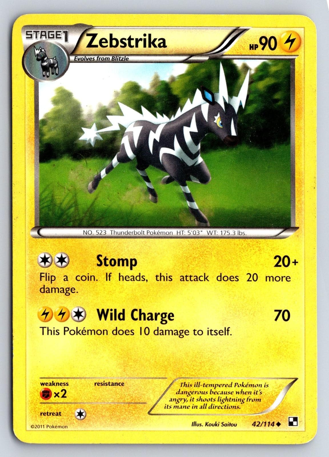 Zebstrika 42/114 Black & White Pokemon
