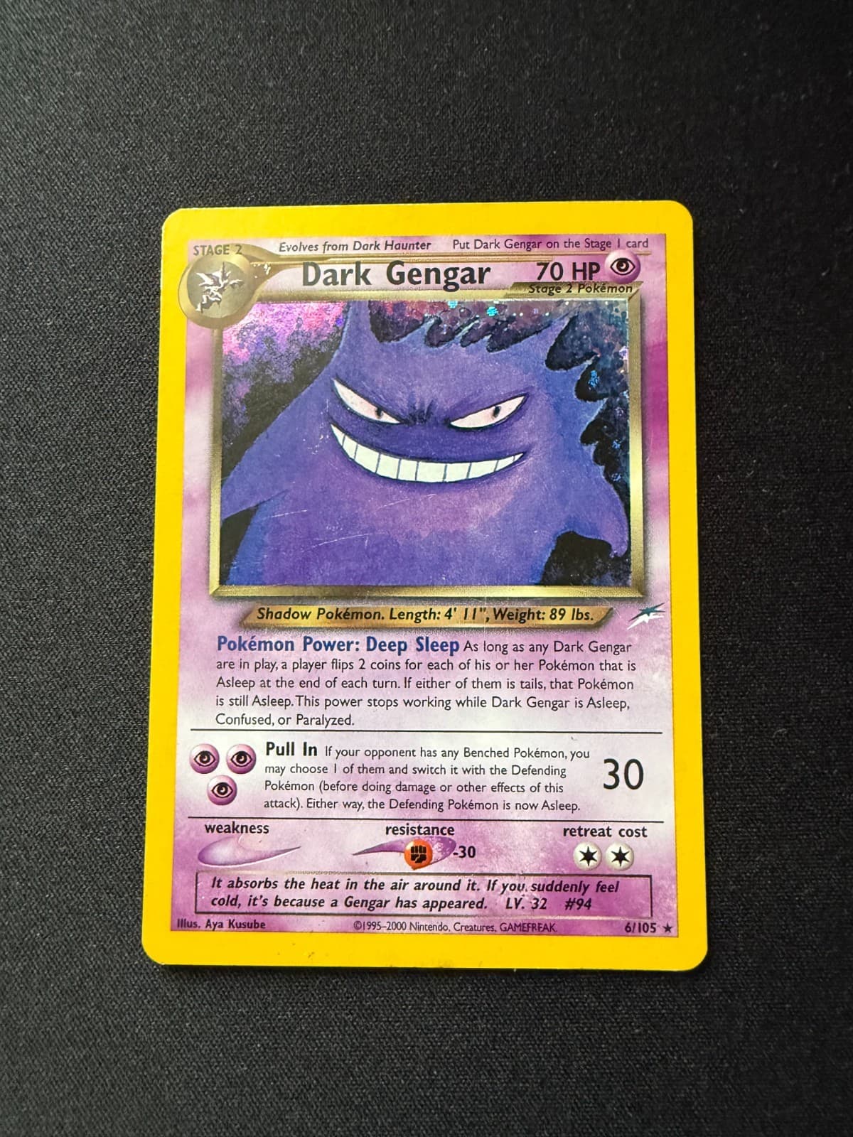 Pokemon TCG 2002 Neo Destiny Dark Gengar 6/105 Holo Foil Rare English Edition*MP