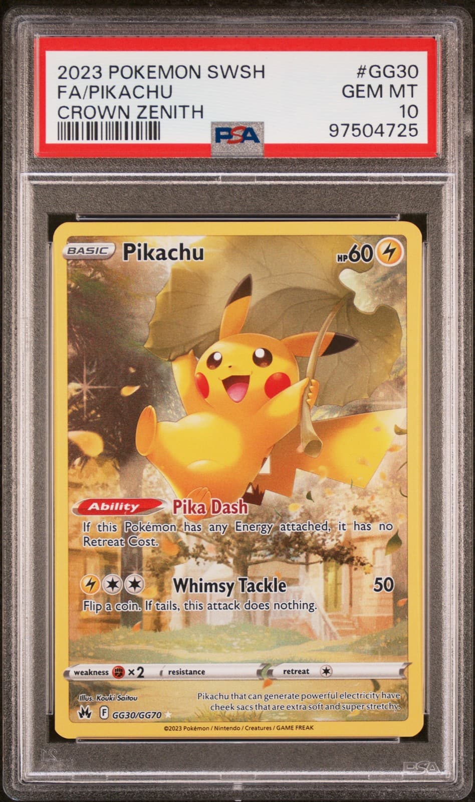 Pikachu GG30/GG70 Sword Shield Crown Zenith Pokemon PSA 10