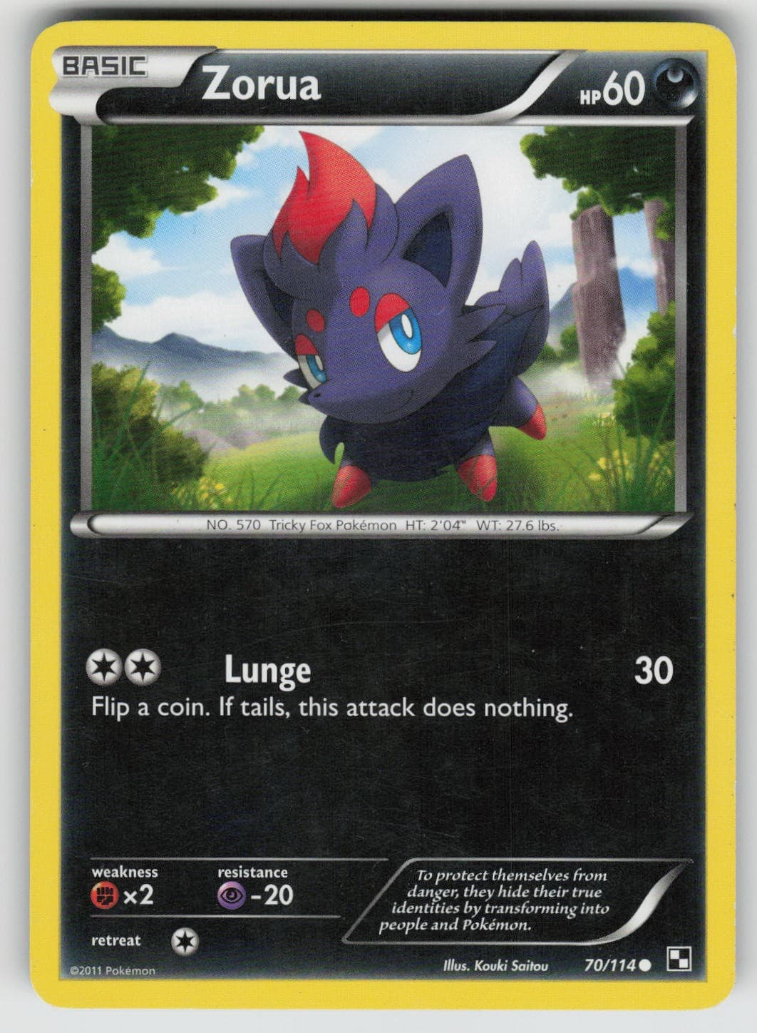 Zorua 70/114 Common Black & White Pokemon Heavily Played