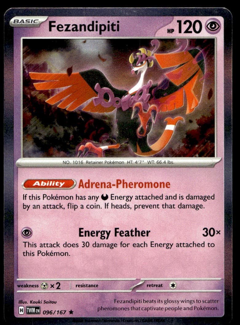 Fezandipiti 96/167 Pokemon Card Twilight Masquerade Rare 120 HP Holo NM FL