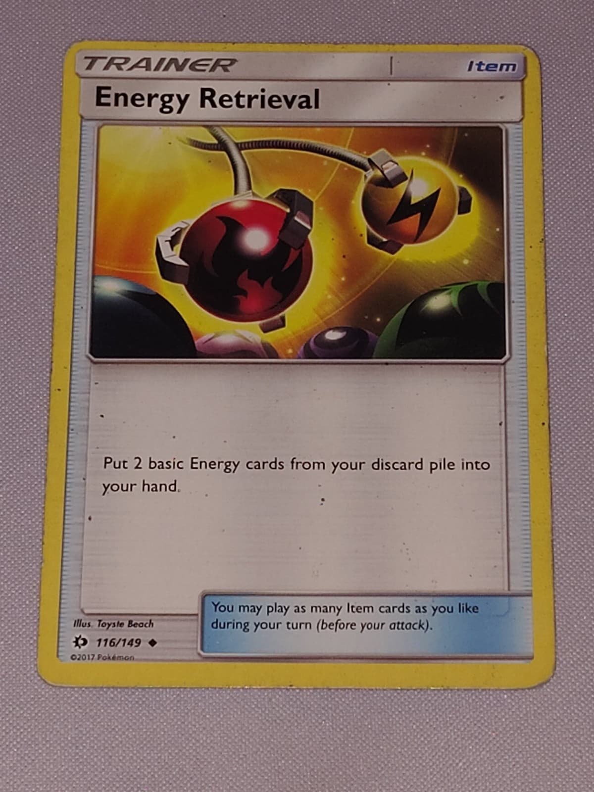 Pokemon TCG Energy Retrieval 116/149 - Sun & Moon - Near Mint