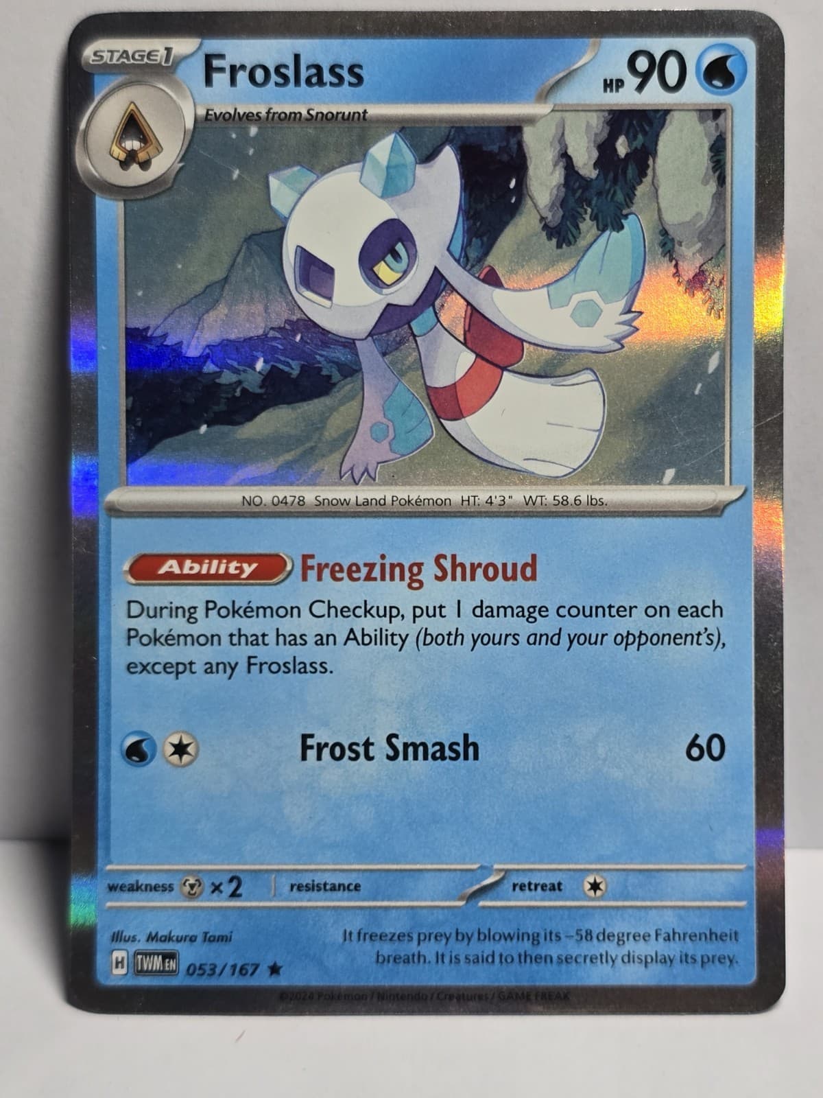 Pokemon TCG Froslass 53/167 Twilight Masquerade Holo LP