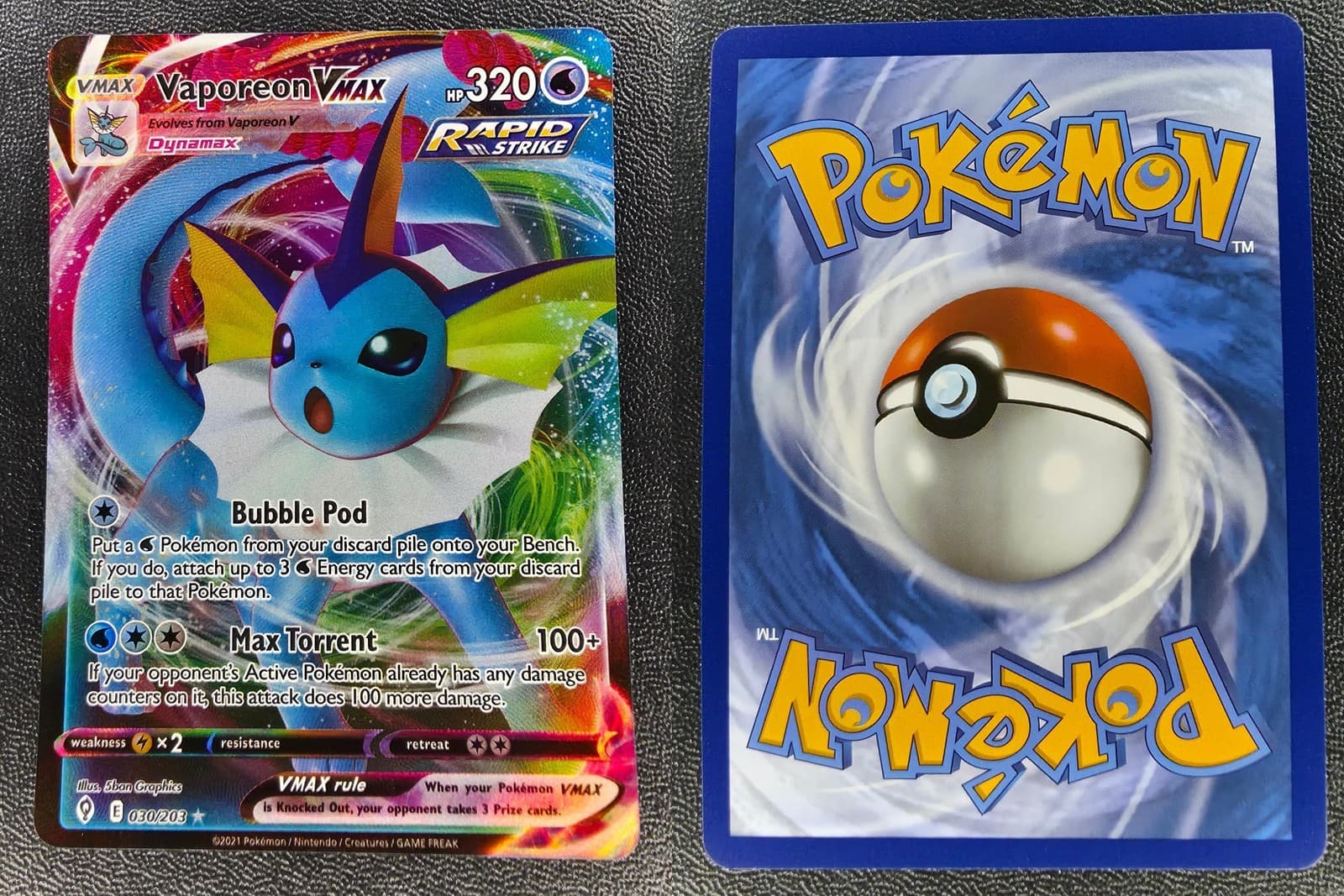 VAPOREON VMAX 030/203 HOLO ULTRA RARE EVOLVING SKIES POKEMON NM
