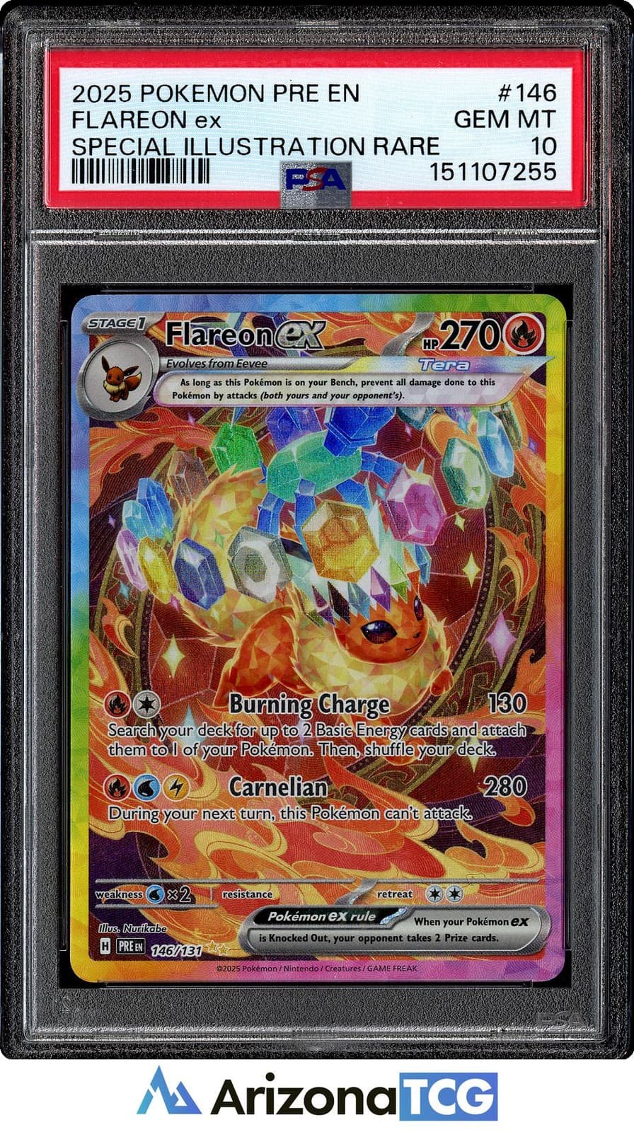 Pokemon 2025 Flareon ex 146/131 Tera SIR Prismatic Evolutions GEM MINT PSA 10