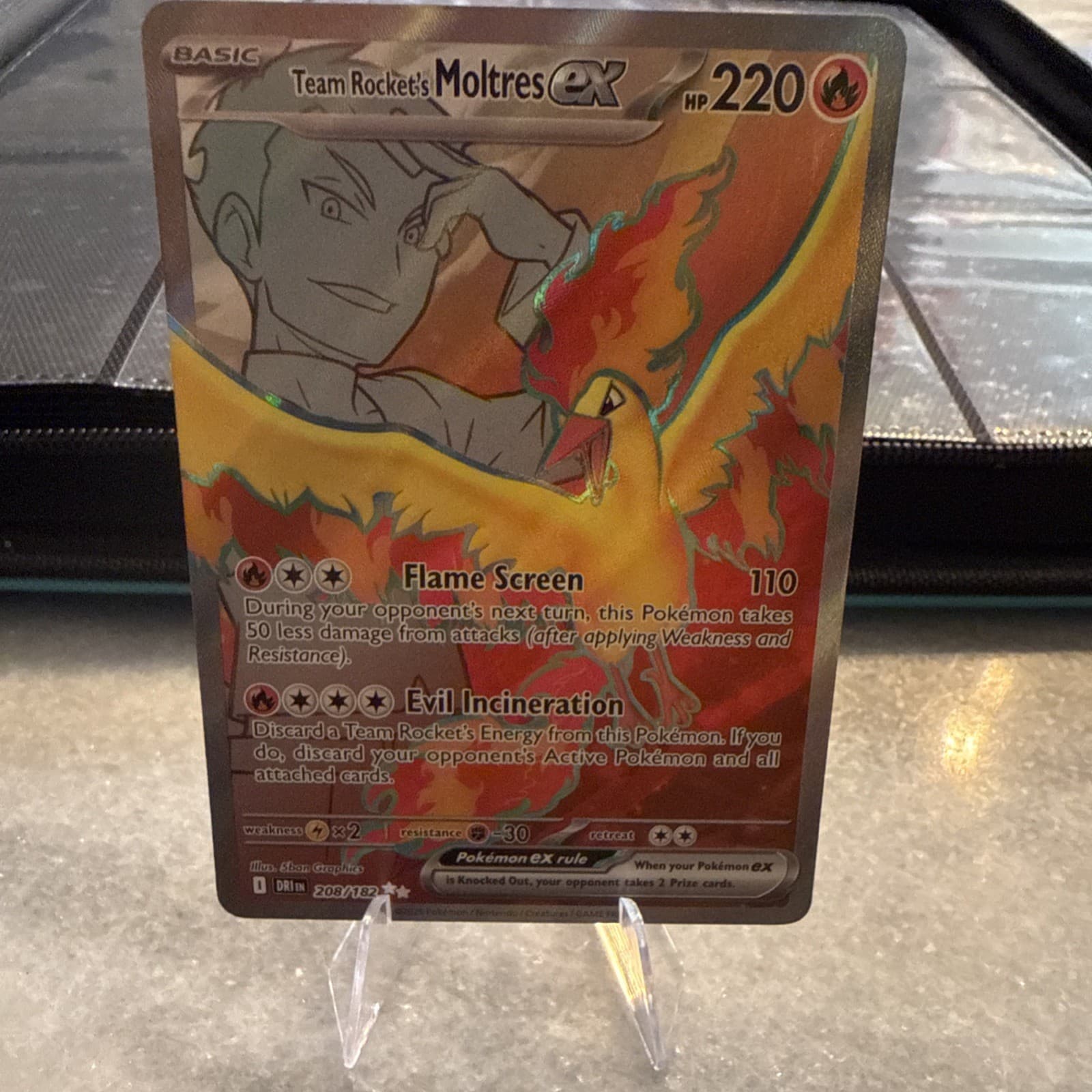Team Rocket's Moltres ex 208/182 Full Art English Destined Rivals Pokemon TCG NM