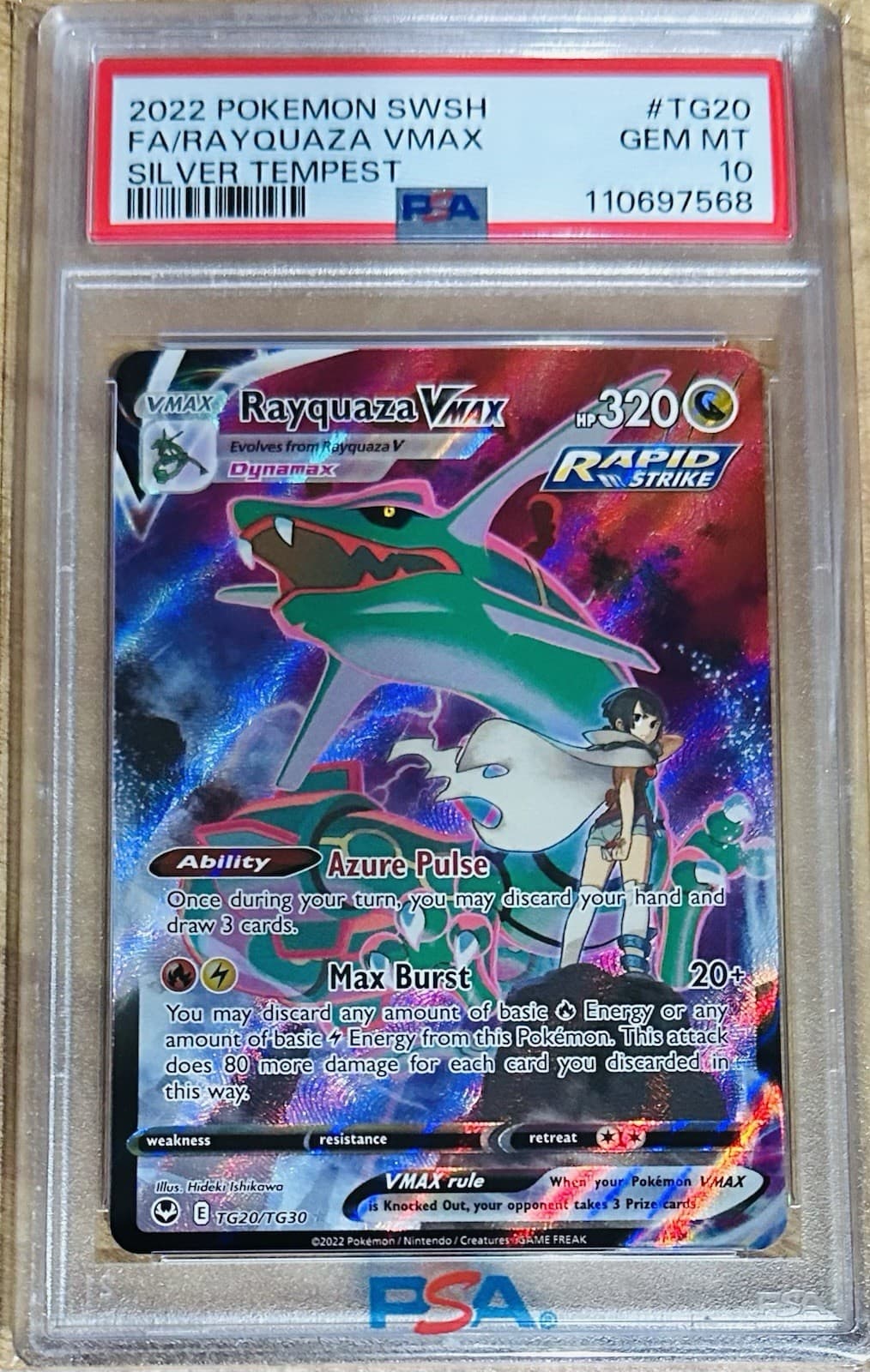 Pokemon Rayquaza Vmax Silver Tempest Full Art TG20/TG30 PSA 10 Gem Mint