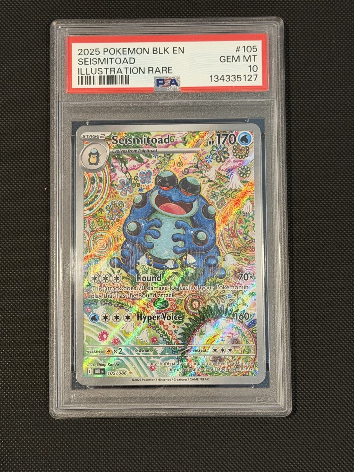 2025 POKEMON BLK EN-BLACK BOLT #105 SEISMITOAD ILLUSTRATION RARE PSA 10 GEM MINT