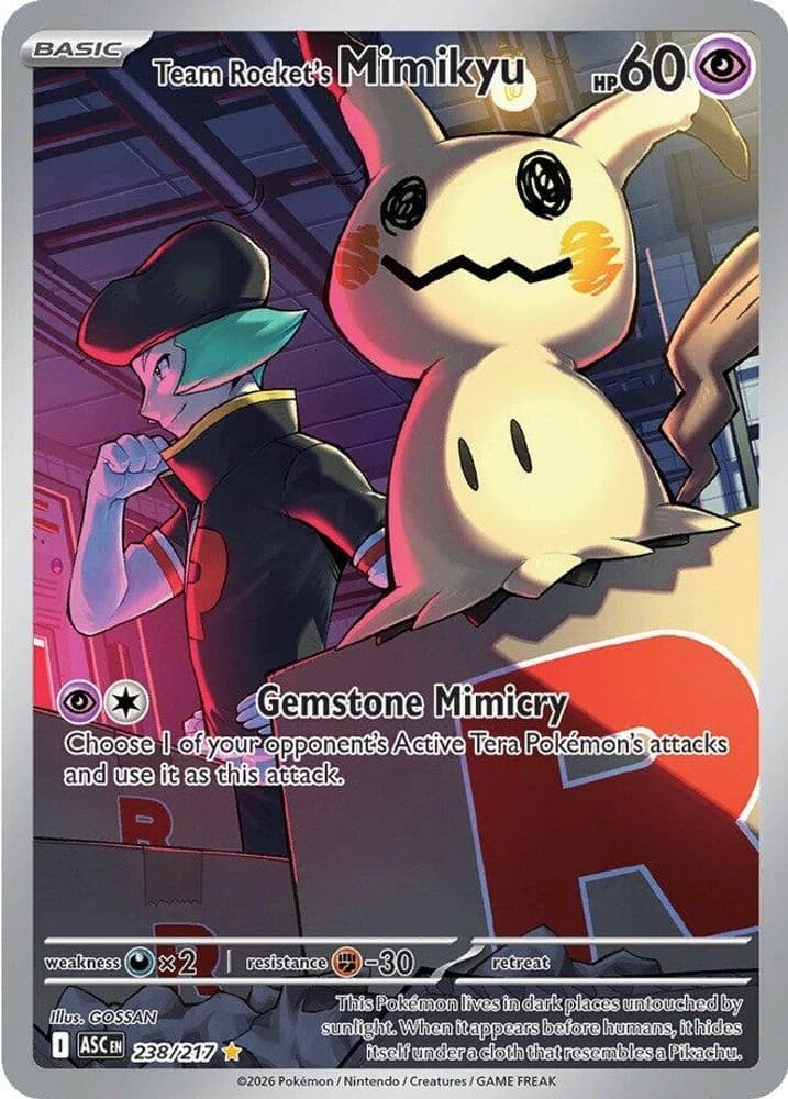 Team Rocket's Mimikyu 238/217 Illustration Rare ME: Ascended Heroes EN Near Mint