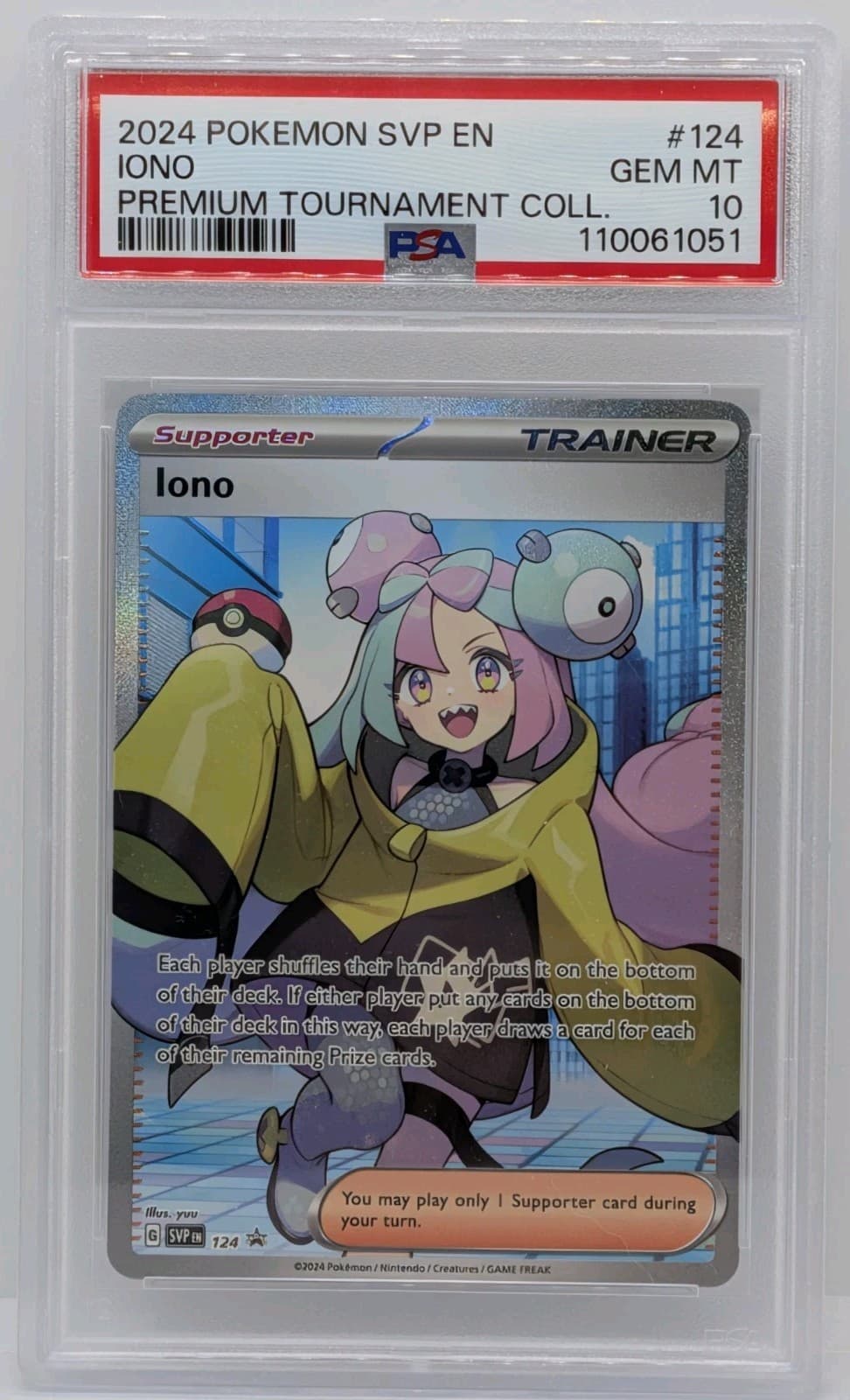 PSA 10 IONO 124 SCARLET VIOLET BLACK STAR PROMO PREMIUM TOURNAMENT COLL. POKEMON