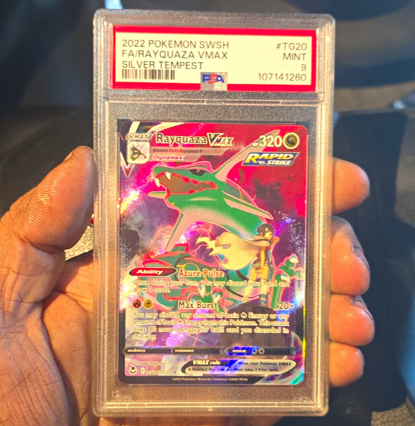 PSA 9 Rayquaza VMAX TG20/TG30 Silver Tempest Trainer Gallery Holo FA 2022 EN