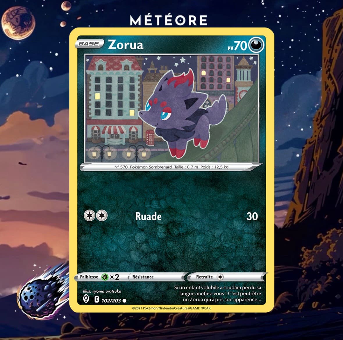 Carte Pokémon Zorua 102/203 Évolution Céleste Français
