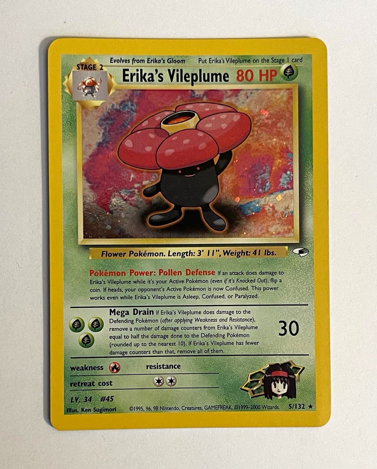 2000 Pokemon Erika’s Vileplume 5/132 Gym Heroes Holo Rare WOTC Unlimited