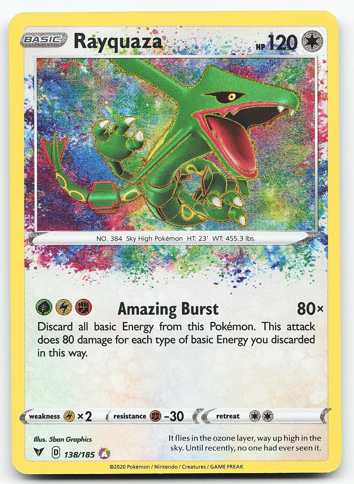 Pokemon Rayquaza 138/185 Vivid Voltage Amazing Rare Holo NM