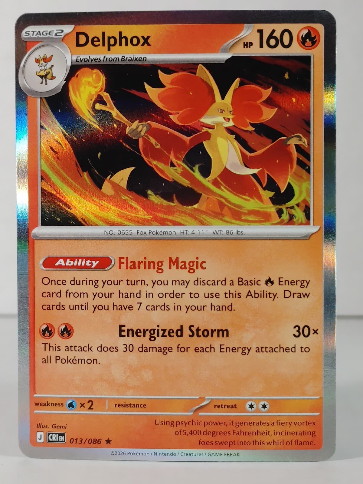 Delphox - rare - ME: Chaos Rising #013 - POKEMON - NM - E13