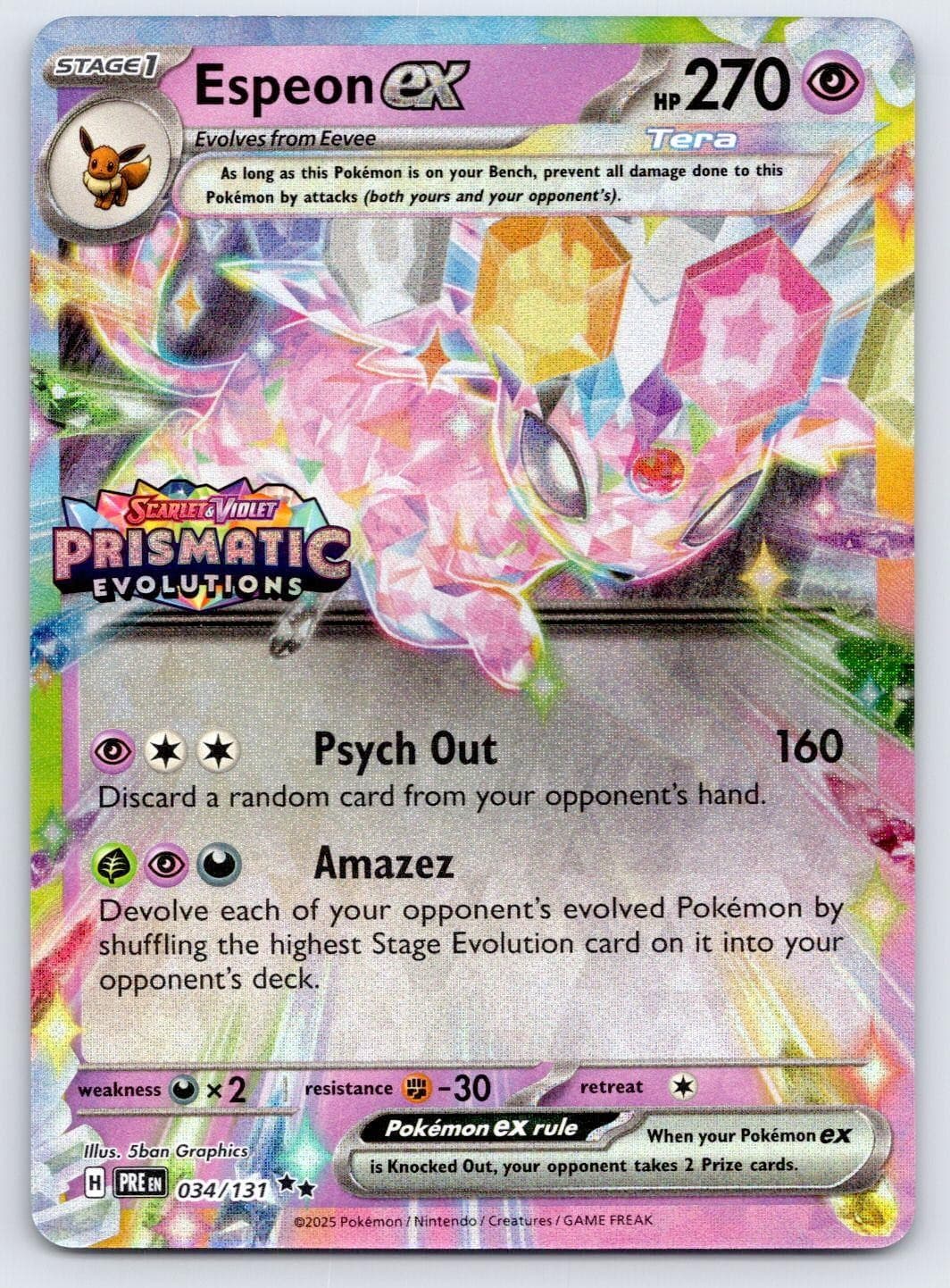 Espeon ex (Prismatic Evolutions Stamp) 034/131 NM