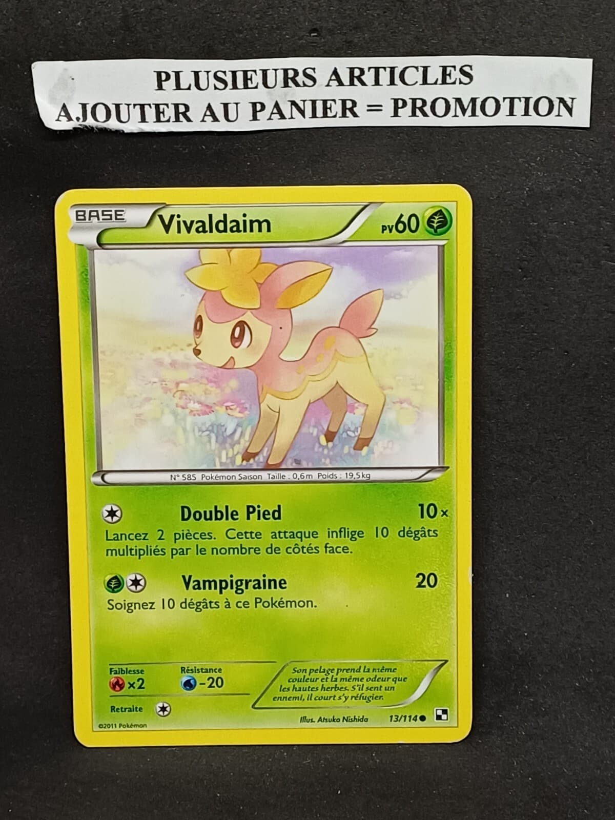 Carte Pokemon Française vivaldaim 13/114 noir et blanc 