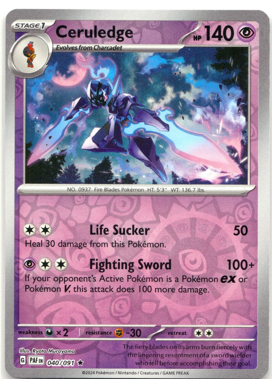 Ceruledge 40/91 Paldean Fates Rare NM Pokemon TCG