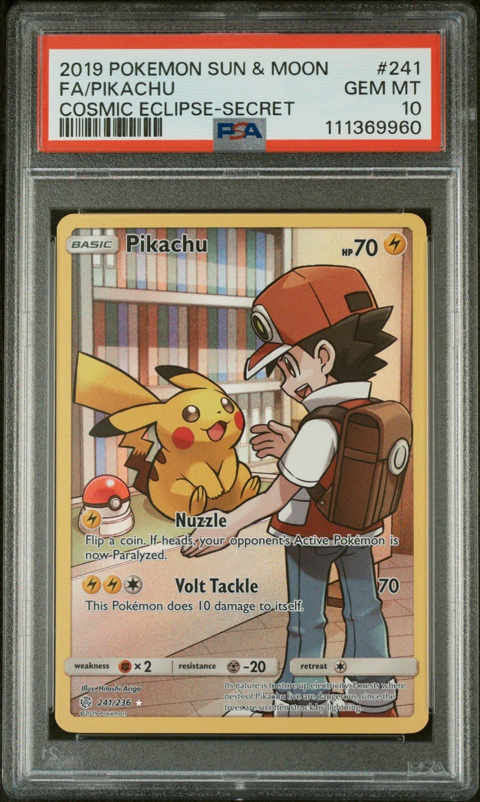 Pokemon 2019 Pikachu 241/236 Full Art Secret Rare Cosmic Eclipse GEM MINT PSA 10
