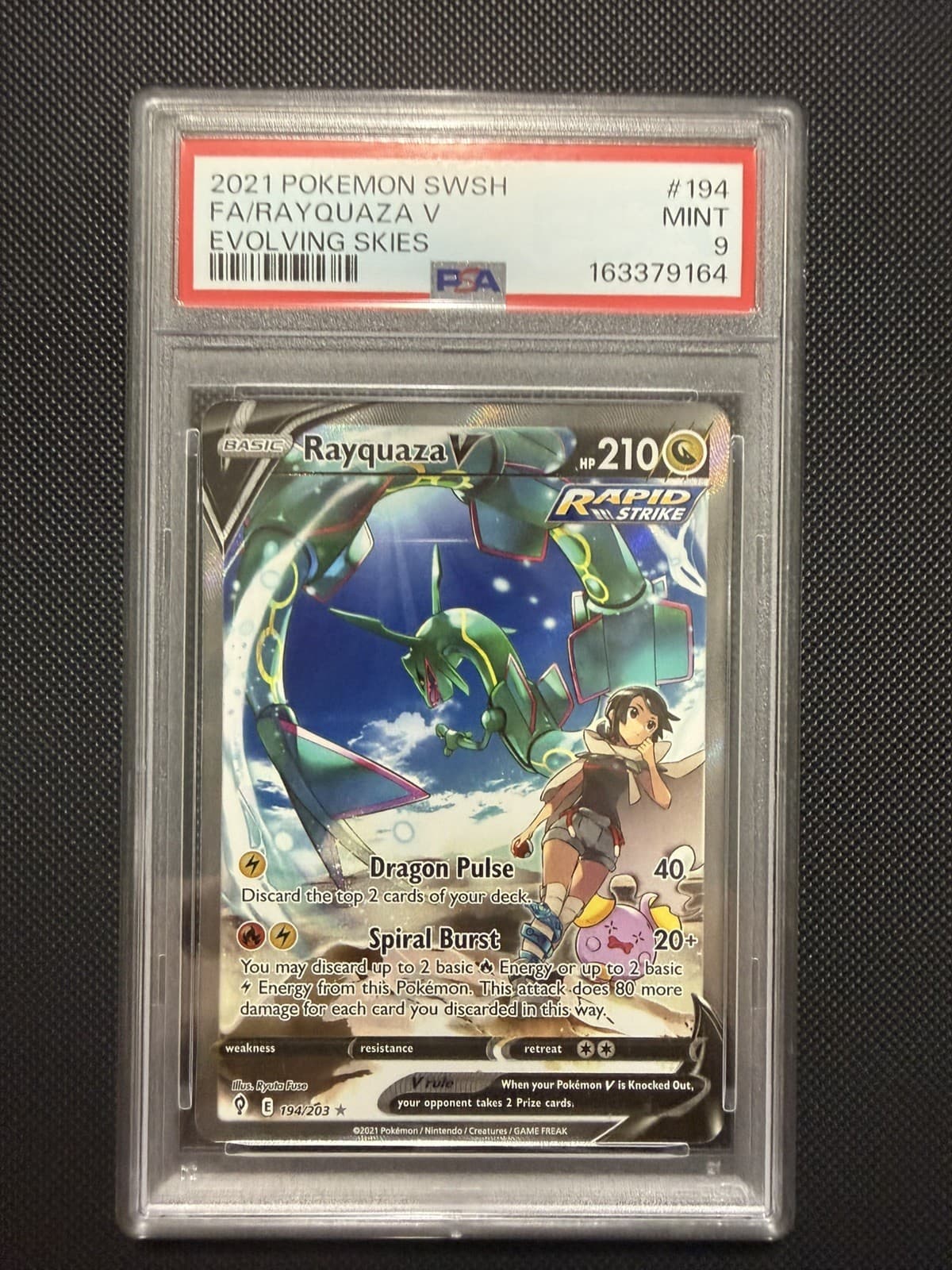 2021 Pokémon Evolving Skies Rayquaza V #194/203 Alt Art PSA 9 MINT