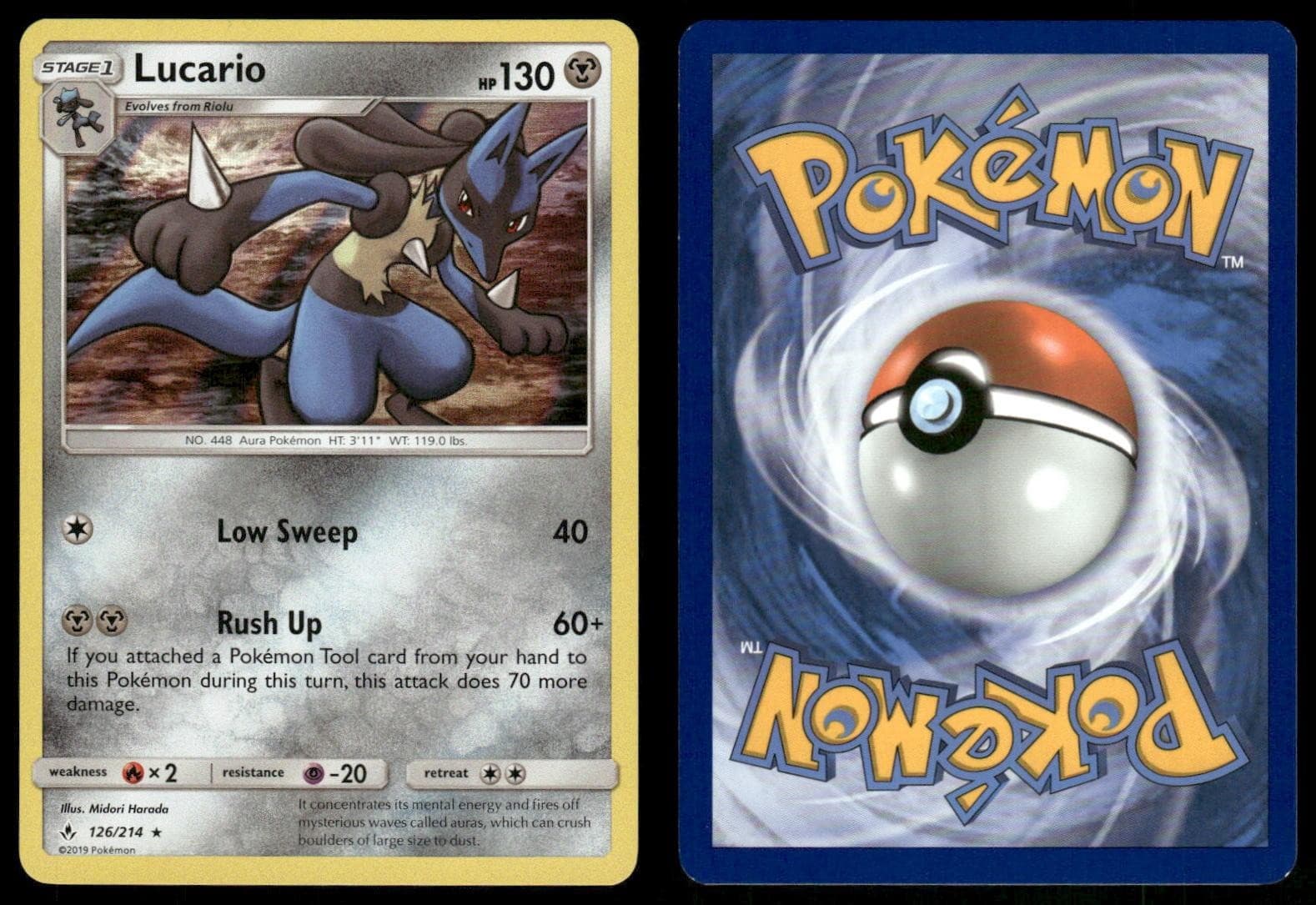 Lucario Holo 126/214 Rare Unbroken Bonds Pokemon Near Mint