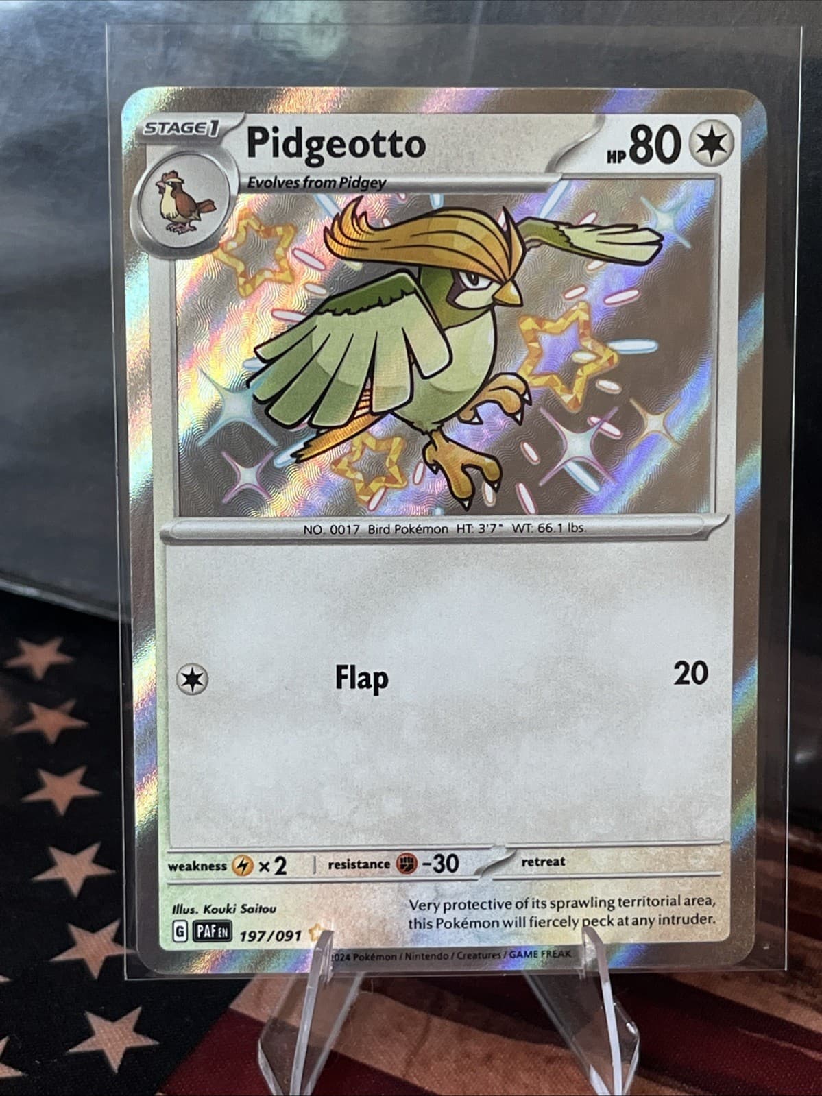 Pidgeotto Pokémon Paldean Fates Shiny Holo Rare 197/091