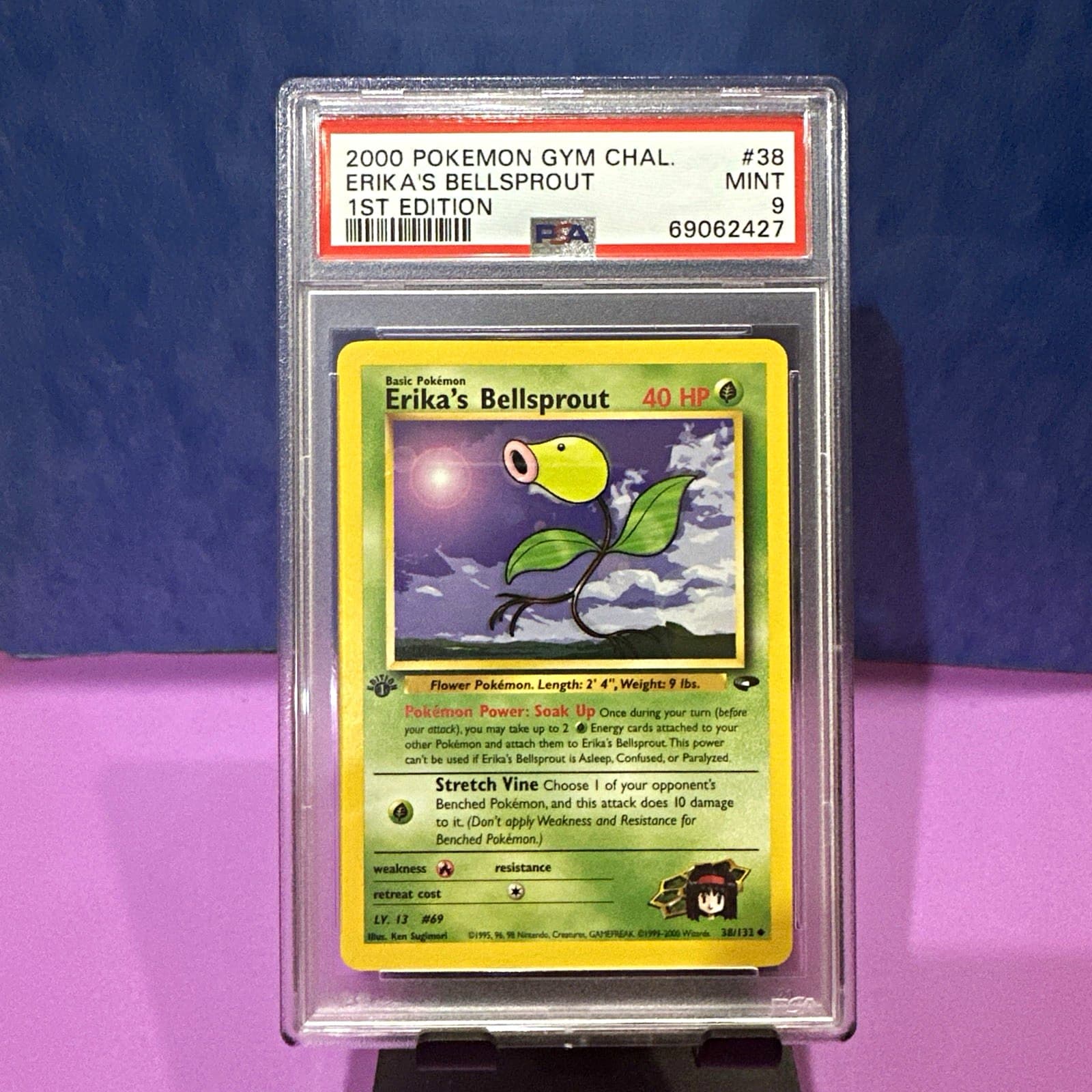2000 Pokemon Gym Challenge 1st Edition Erika's Bellsprout 38/132 PSA 9
