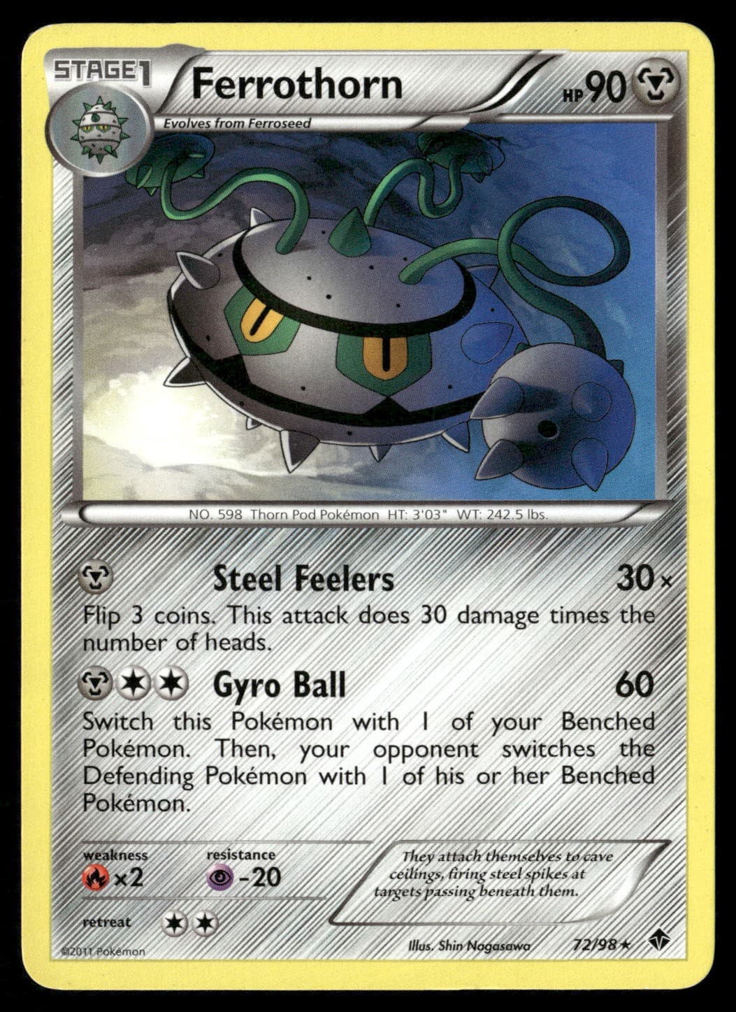 Ferrothorn 72/98 Rare Emerging Powers Pokemon LP