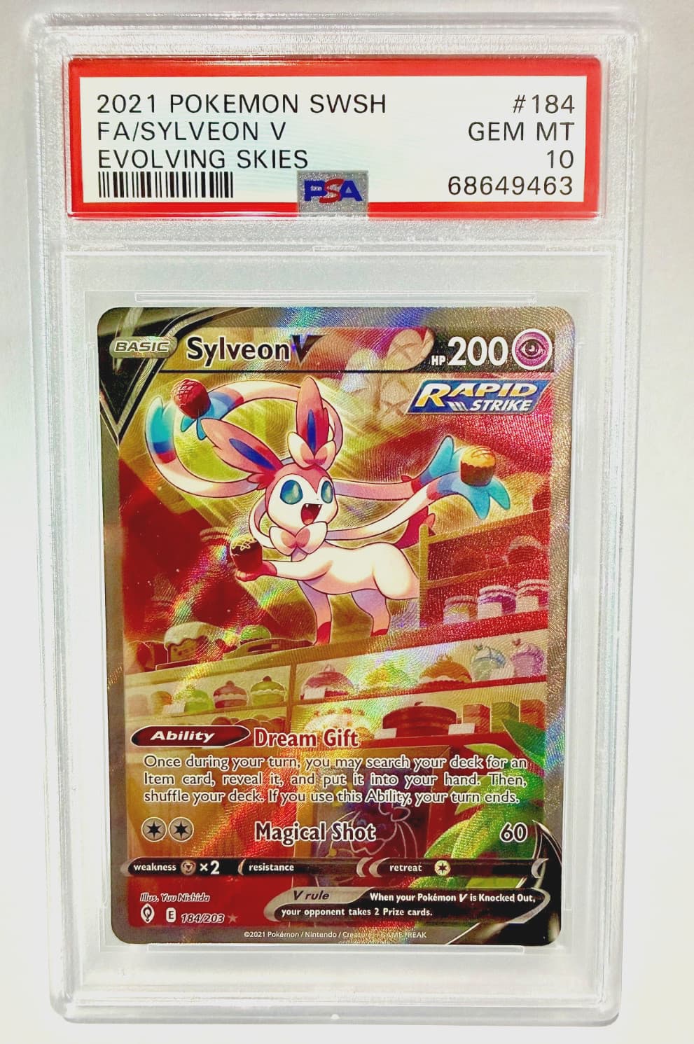Sylveon V (Alternate Full Art) 184/203 SWSH07: Evolving Skies Holo PSA 10