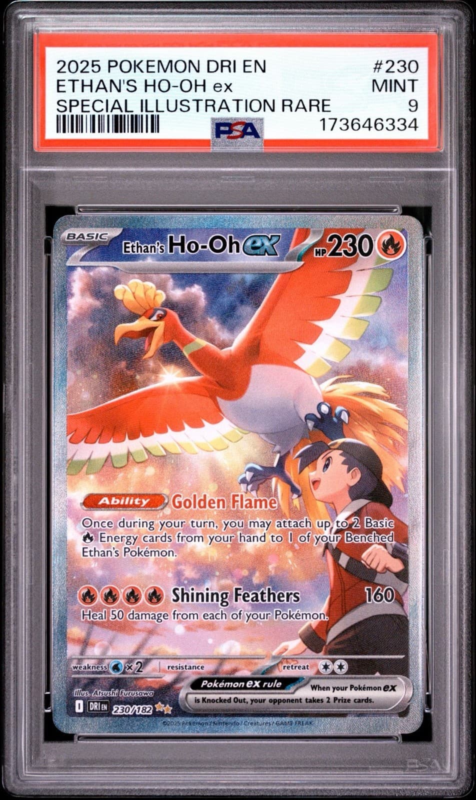 2025 Pokemon Ethan's Ho-Oh ex 230/182 Sv10: Destined Rivals Holo PSA 9