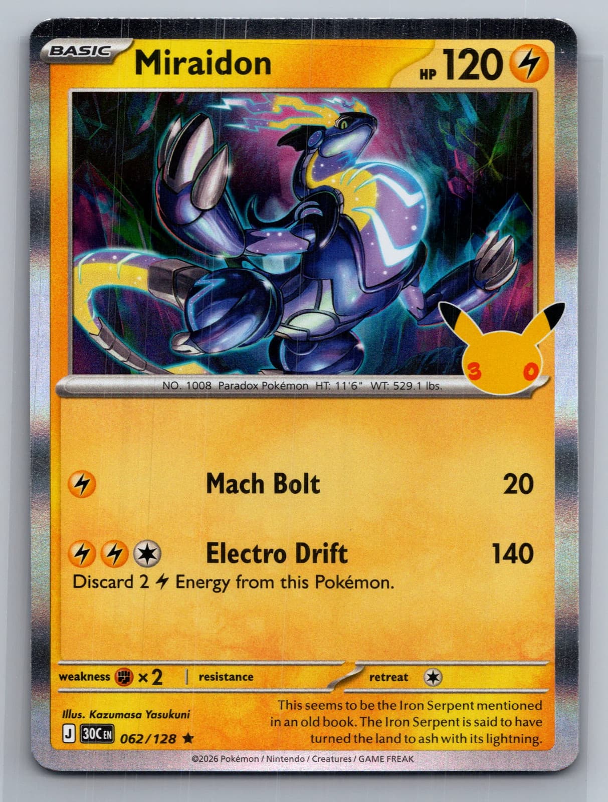 Miraidon #62/128 2026 30th Celebration Pokemon TCG
