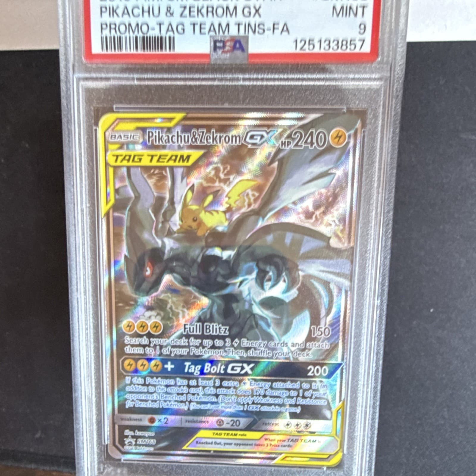 The Pokémon Company Pikachu & Zekrom GX SM168 Promo TAG TEAM Holo PSA 9 English