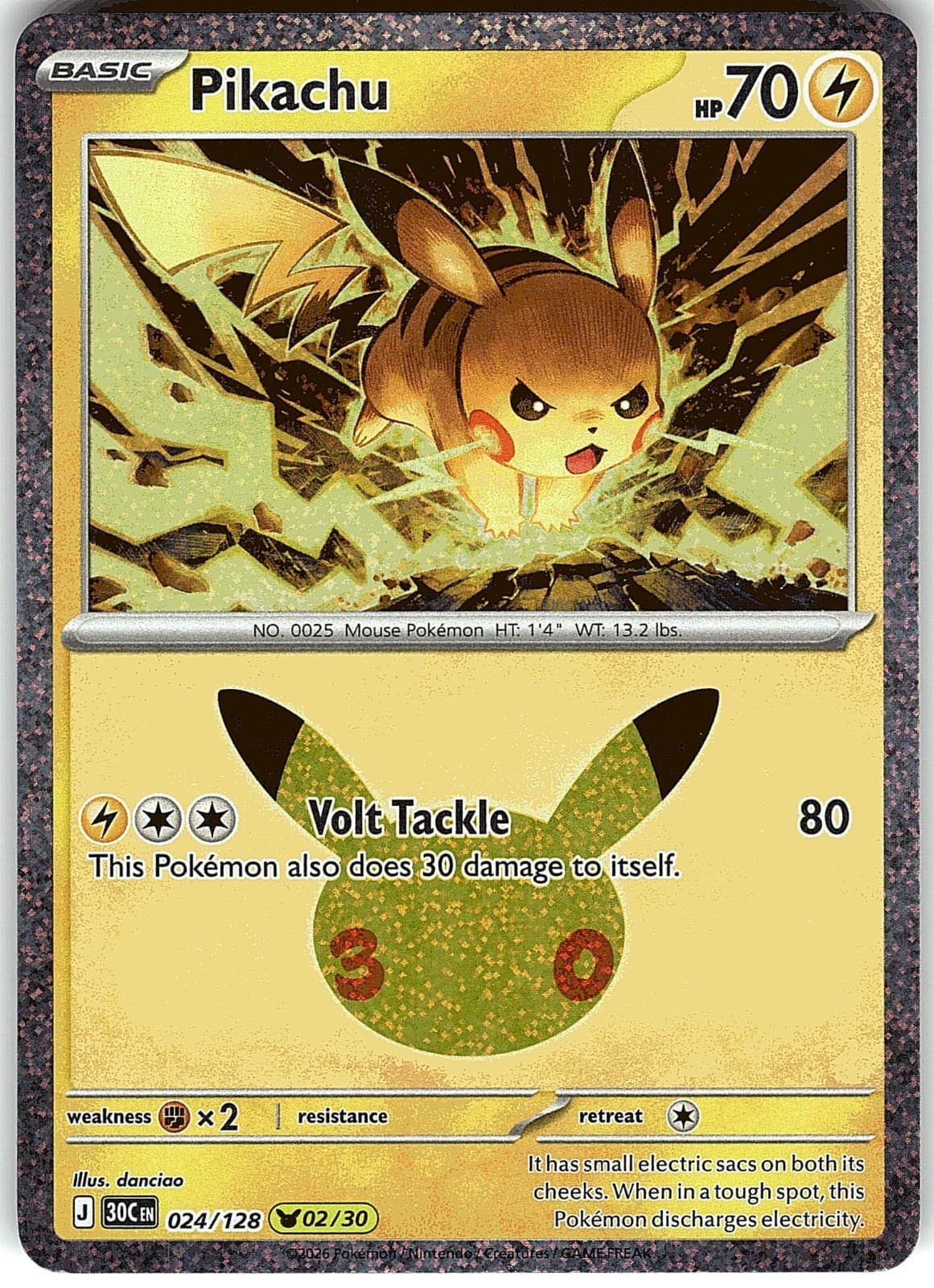 Pikachu 24/128 (02/30) NM 30th Anniversary Celebration Pokemon NM