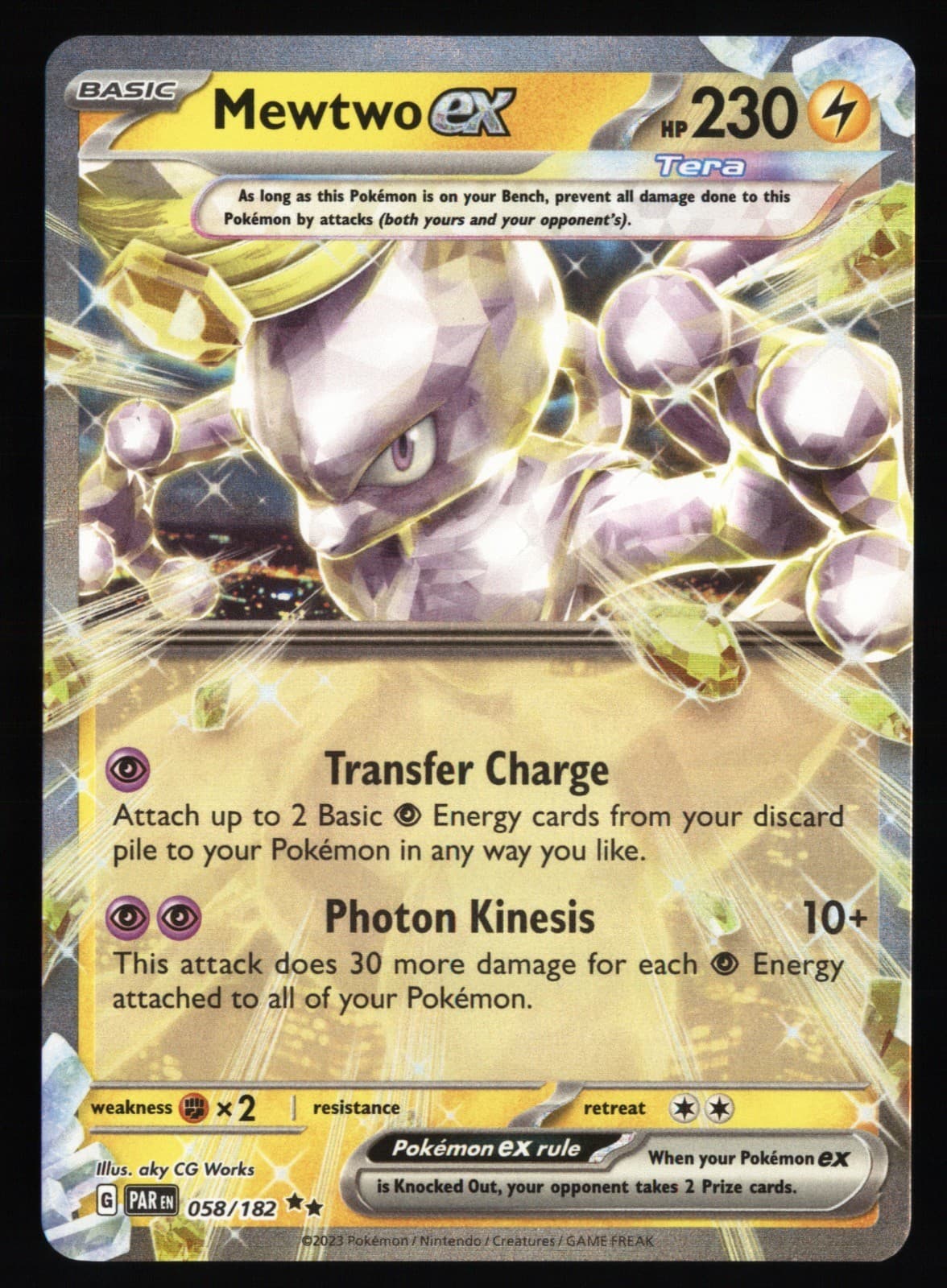 Mewtwo ex Paradox Rift 058/182 Holo Double Rare Pokemon NM
