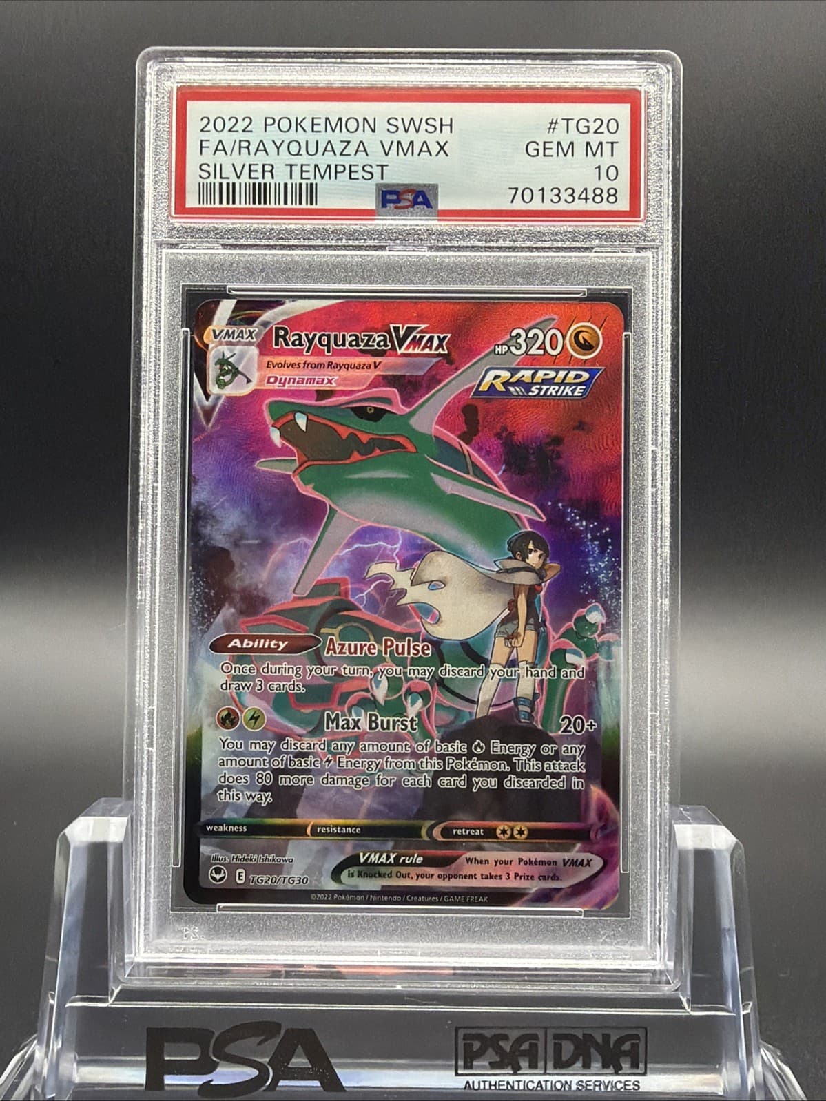 2022 Pokemon SWSH Silver Tempest #TG20 FA Rayquaza VMax PSA 10