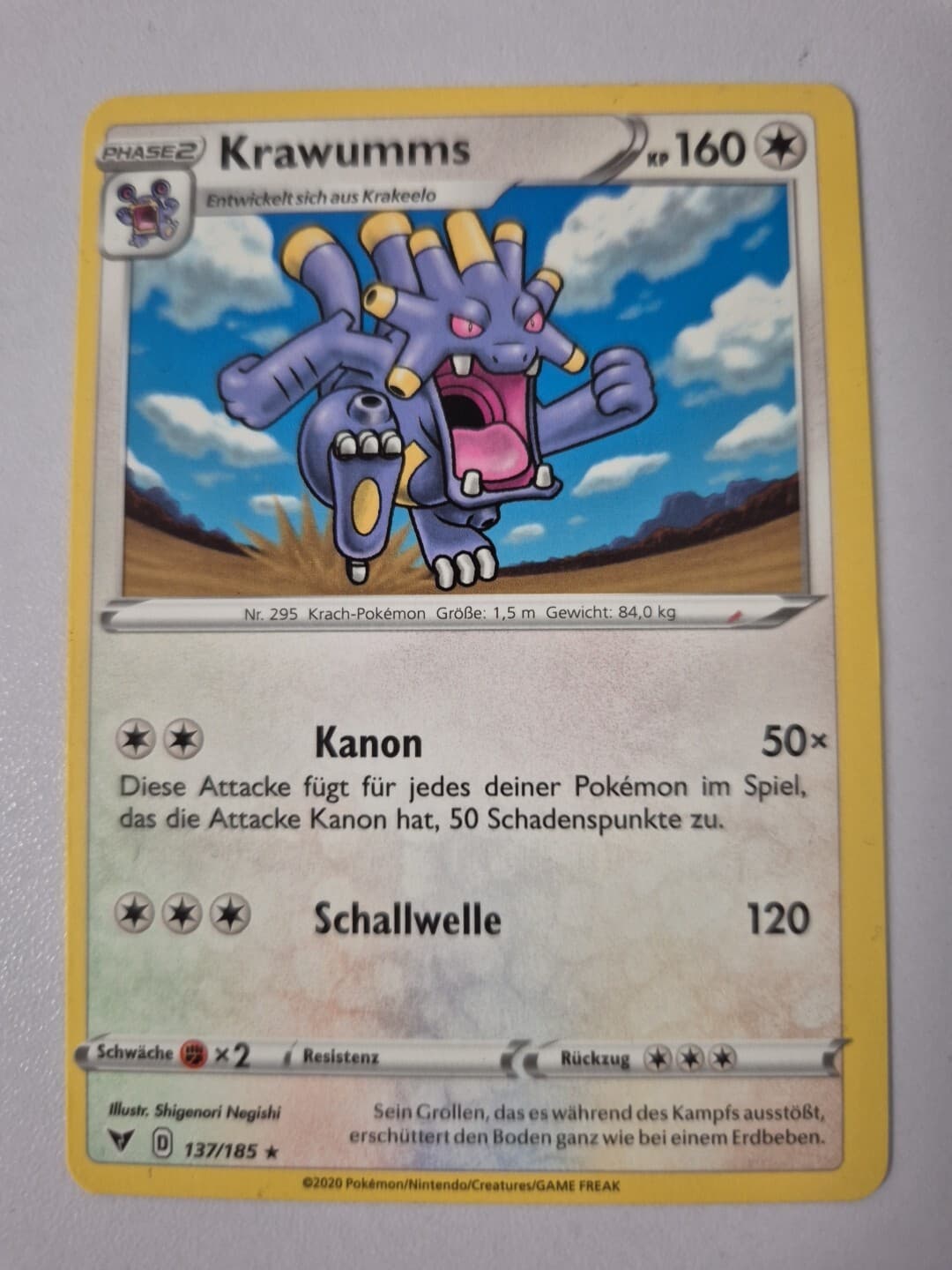 Krawumms 137/185 Rare Pokemon Karte TCG aus Farbenschock