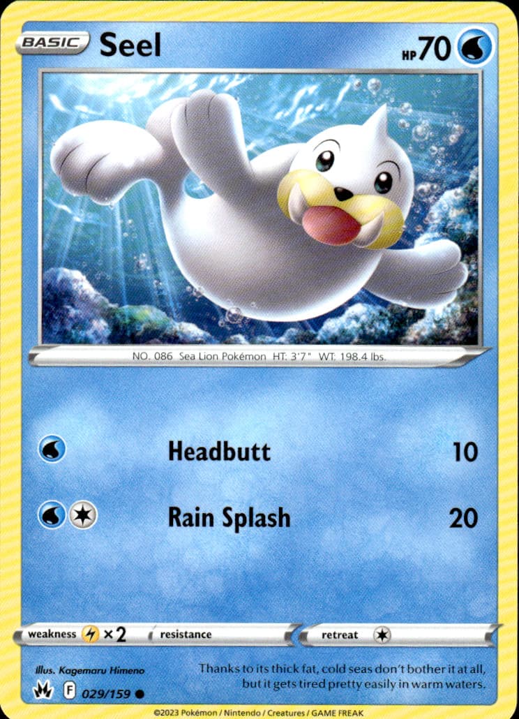Seel Crown Zenith 029/159 Common Pokémon — English Lightly Played