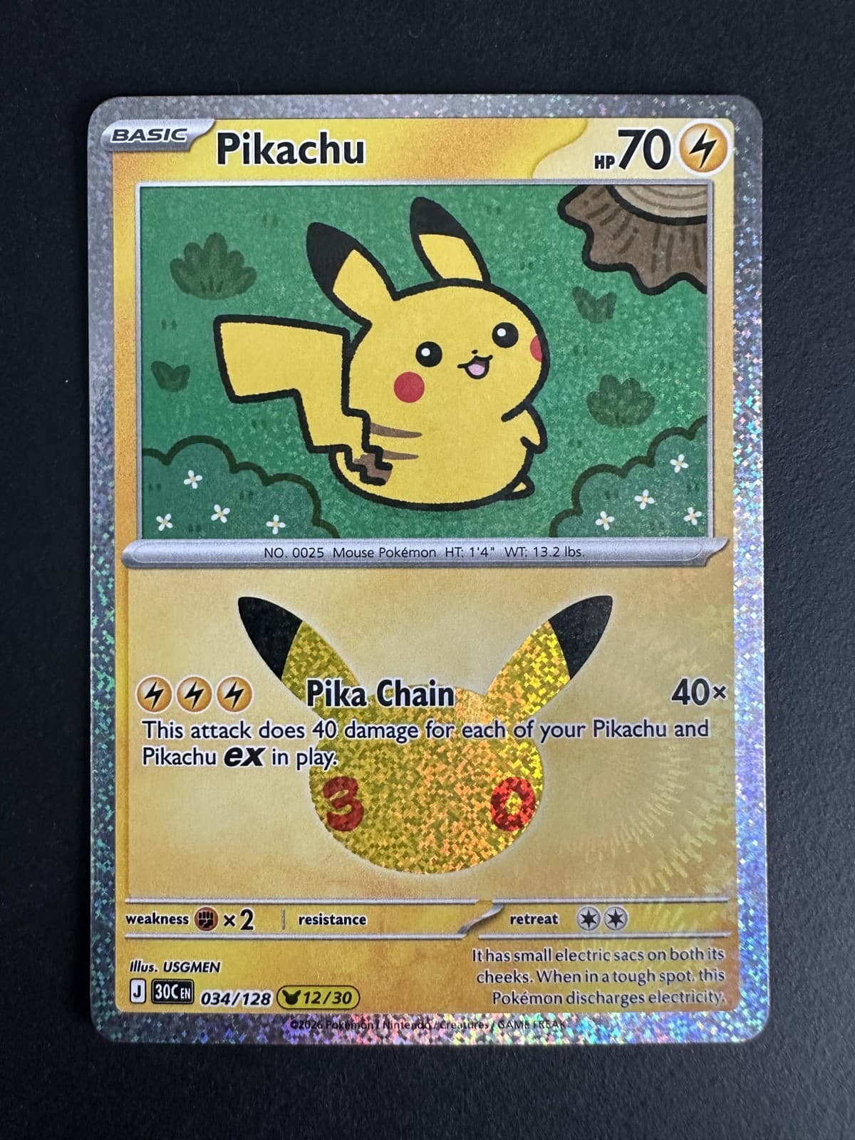 Pikachu 30th Celebration #34/128 Holo Pokemon TCG English